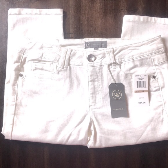 {WIT & WISDOM} White Straight Leg Cropped Jean Size 2 - Picture 3 of 11